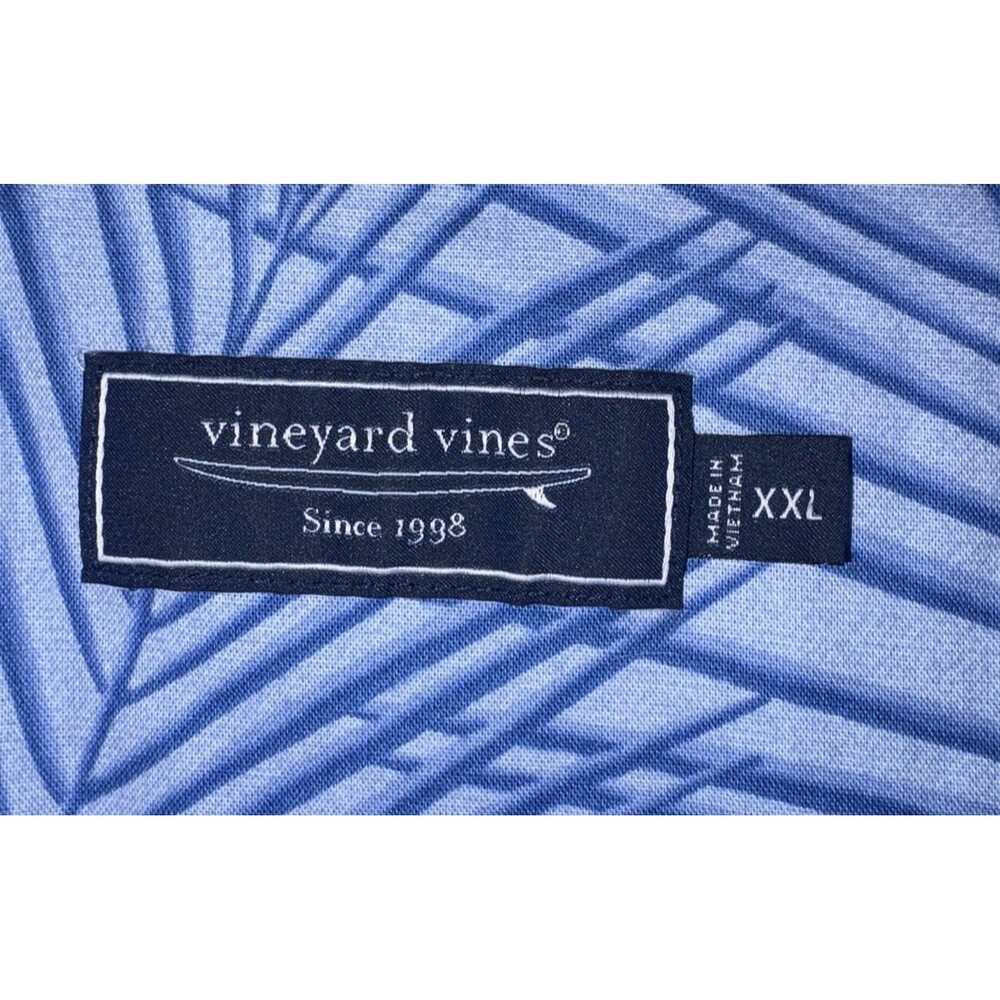 Vineyard Vines Shirt Men's Size XXL Short Sleeve Blue Palm Button Up Resortwear - Picture 6 of 8